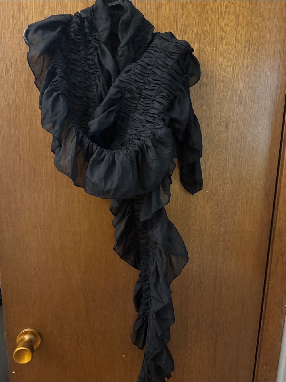 Source Unknown Black Ruffled Chiffon Wrap Scarf